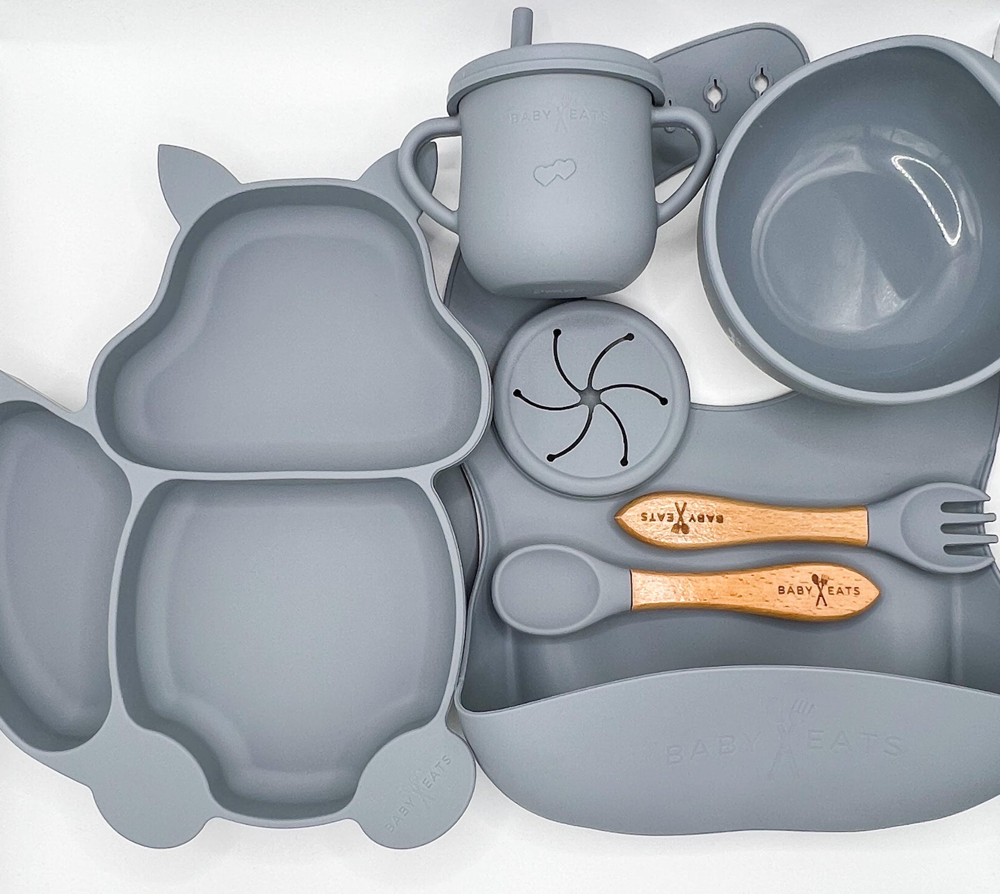 NobleTots Silicone Feeding Set - Baby LED Weaning Supplies, Grey